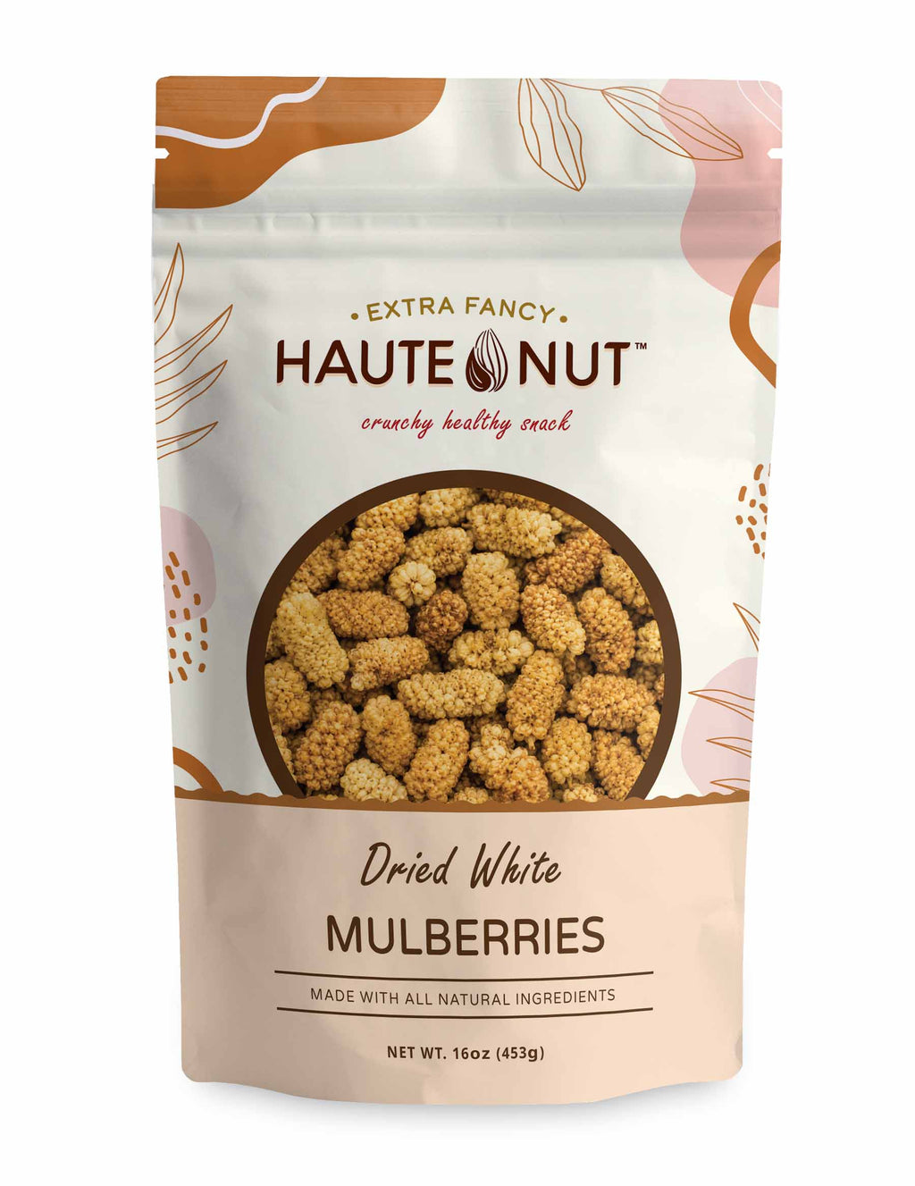 Dried White Mulberries front package - HAUTE NUT Dried Fruit product image