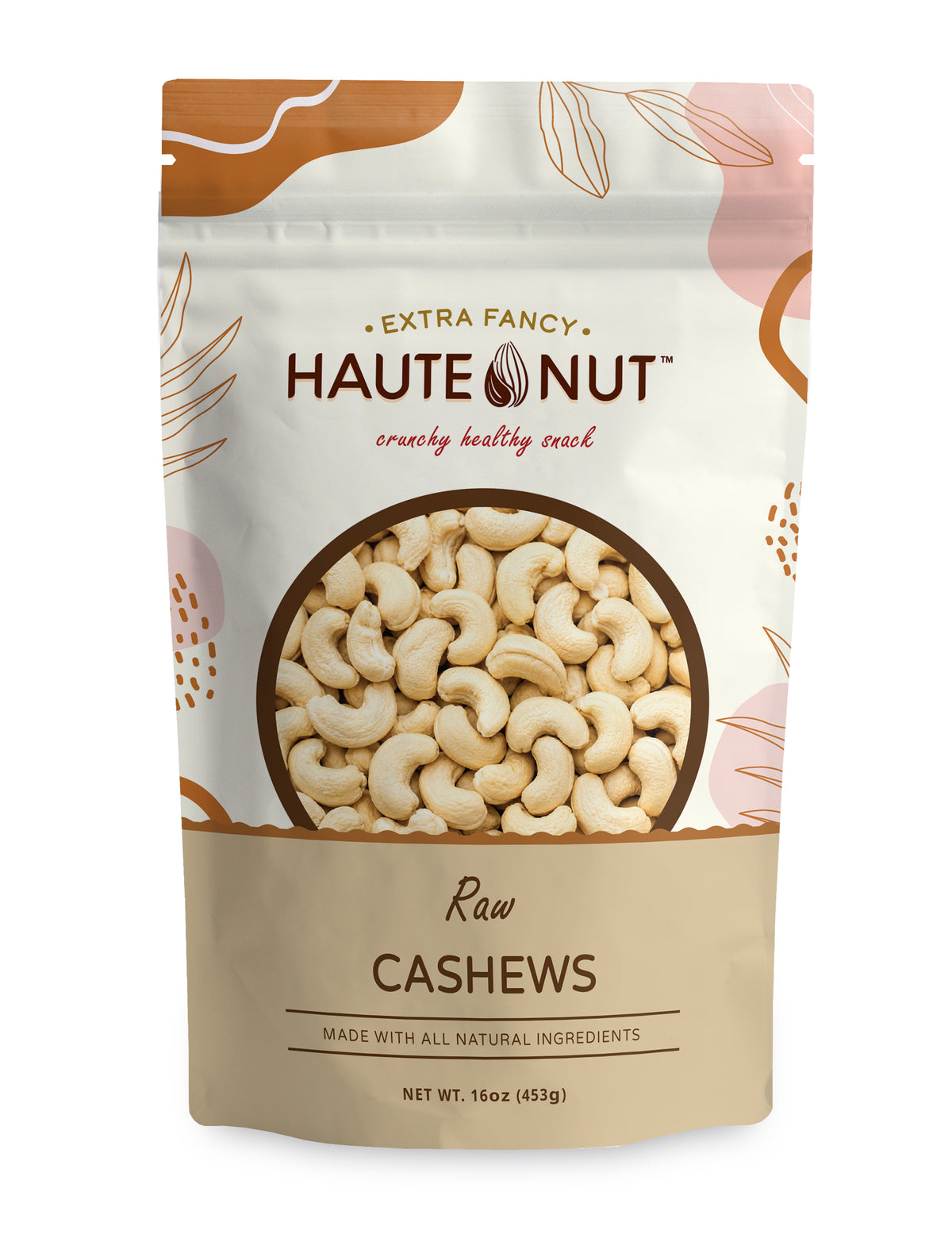 Raw Cashews front package - HAUTE NUT Cashews product image